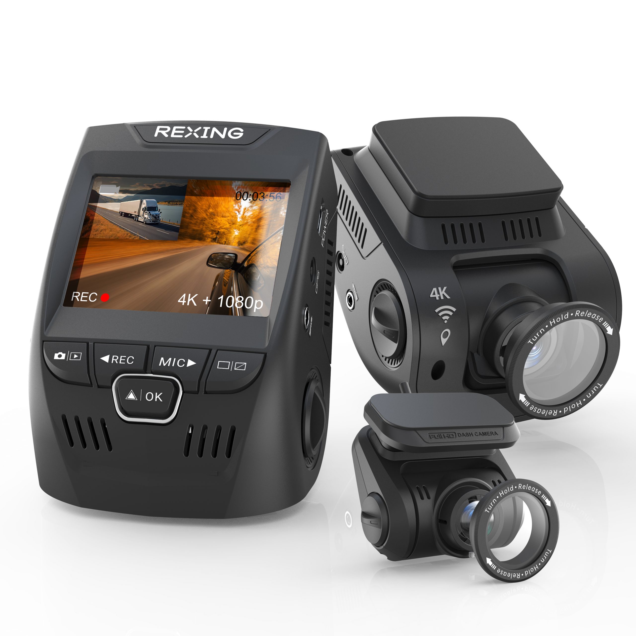 Upgraded 512GB Support | Front 2160p + Rear 1080p | 170° Wide Angle | G-Sensor | WDR | Loop Recording | Parking Monitor